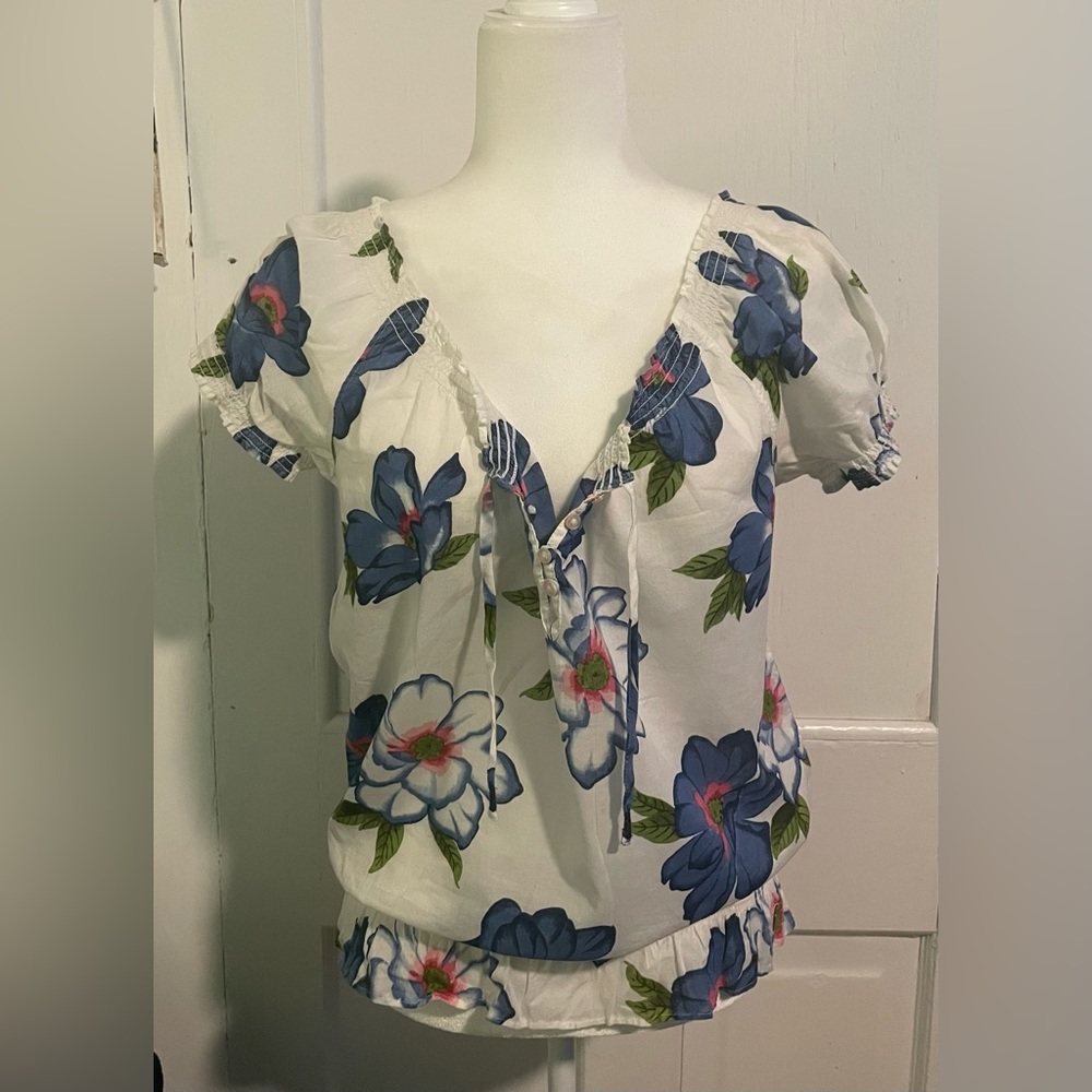 Hollister Blue Floral Blouse